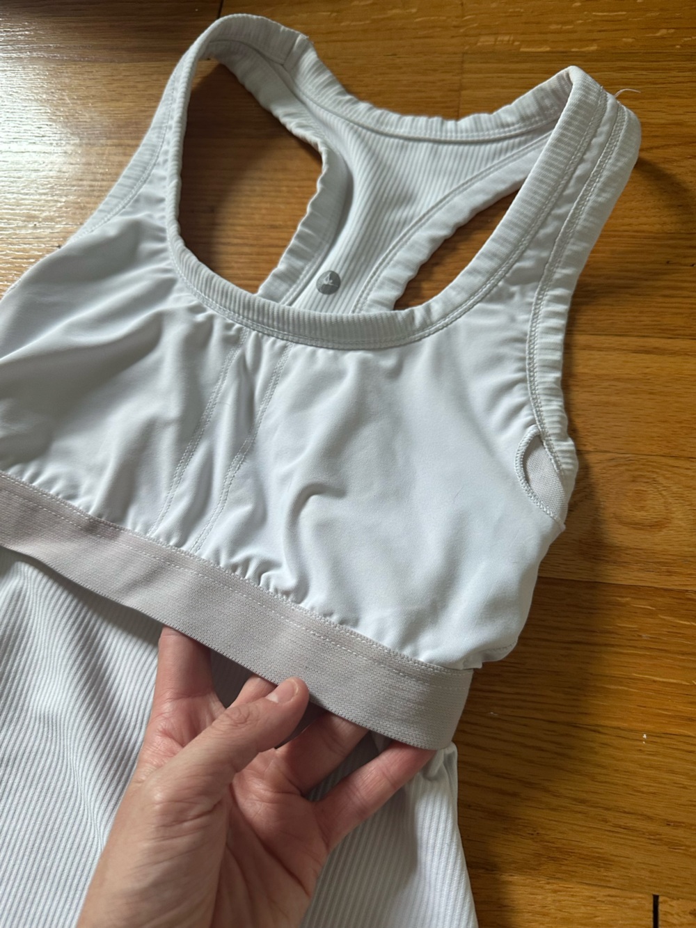Zella White Ribbed Racerback Tank Top - Picture 3 of 3